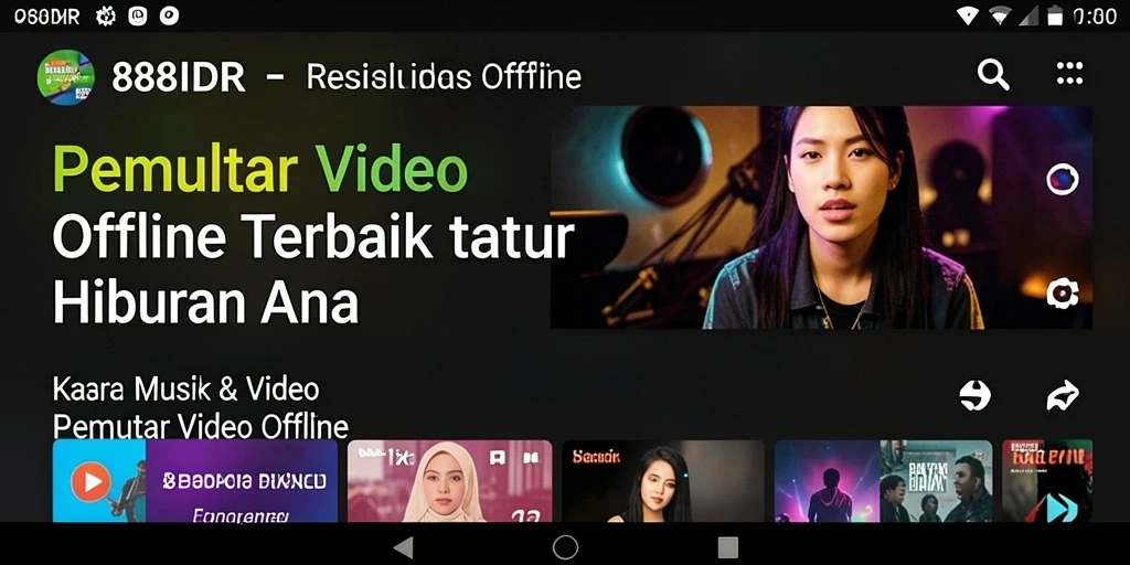 Tampilan antarmuka user-friendly dari aplikasi 888IDR untuk pemutar video offline.