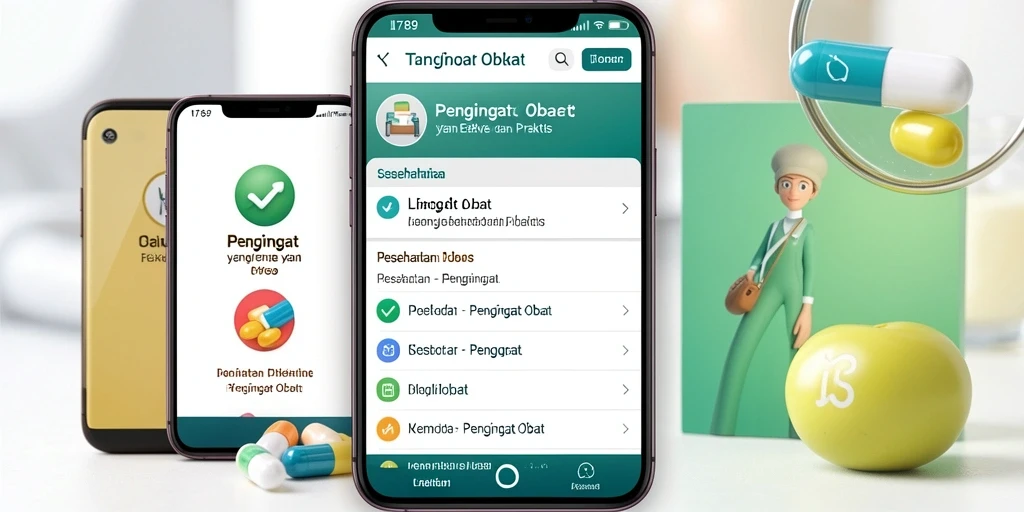 Tampilan antarmuka aplikasi pengingat obat LI789 yang modern.