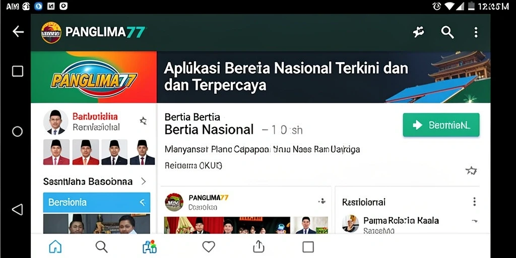 Antarmuka utama aplikasi PANGLIMA77 menampilkan berita nasional terkini.