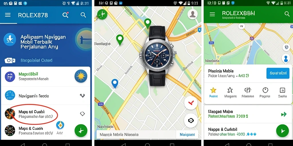 Antarmuka dan fitur Navigasi Mobil dari aplikasi ROLEX878.