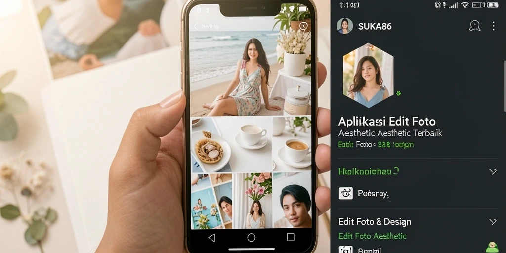 Antarmuka SUKA86 menampilkan berbagai fitur Edit Foto Aesthetic yang menarik.