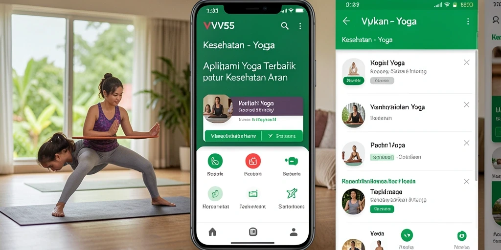 Antarmuka aplikasi VV55 yang menarik dan mudah digunakan untuk latihan Yoga.